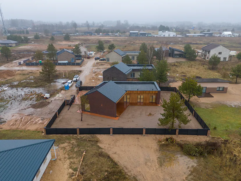 Street of new houses from high up