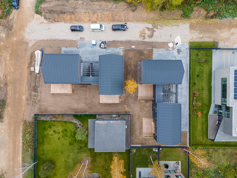 The townhouses from above