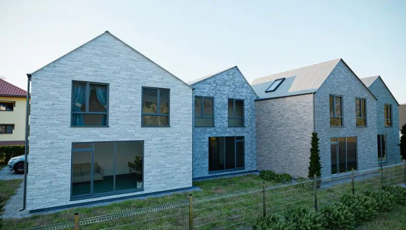 Light brick semi-detached houses, visualization