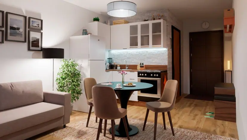 Kitchen with a dining area, visualization