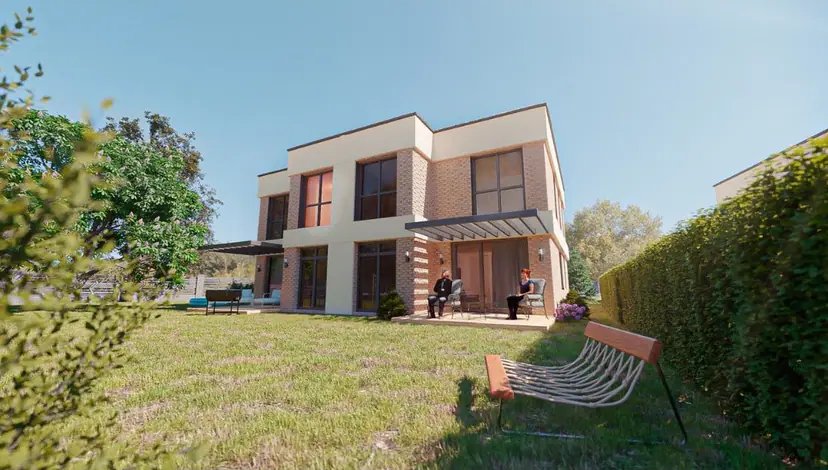 The yard of the same house with a terrace, visualization